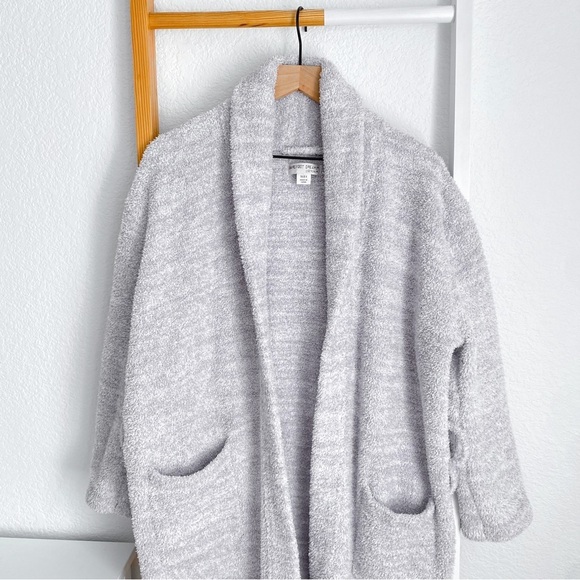 Barefoot Dreams CozyChic Heathered Adult Robe Heathered Stone Gray Wrap 1 - Picture 3 of 9